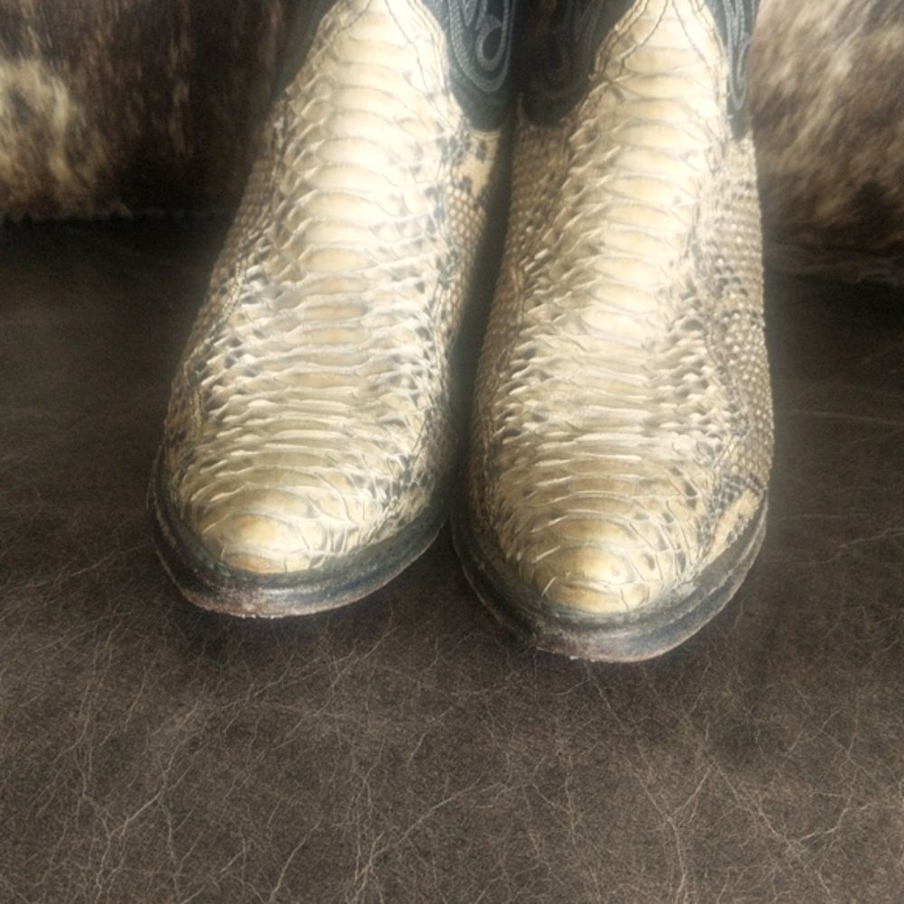 Dan Post Vintage Western Python And Black Leather… - image 7